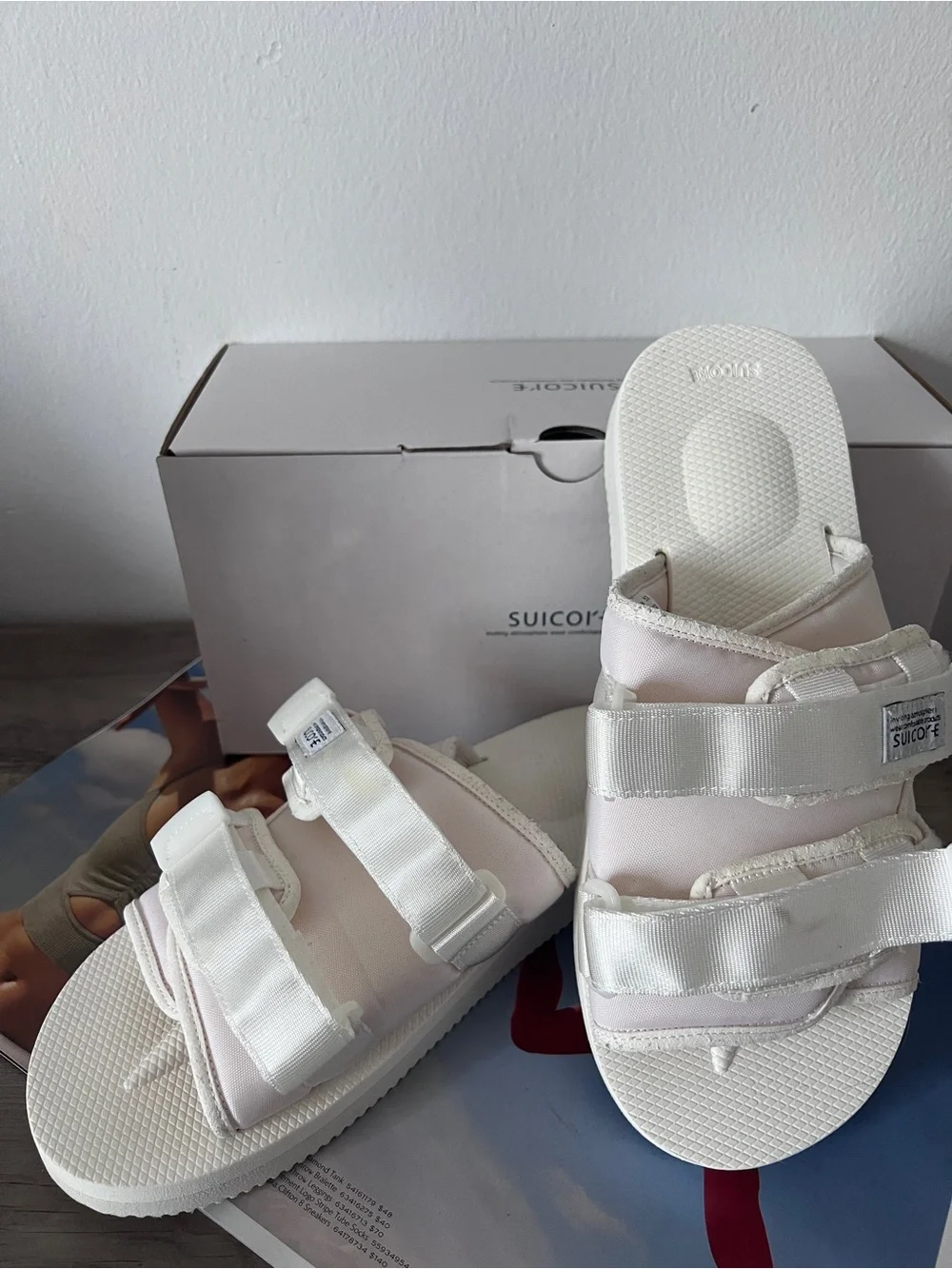 Suicoke White Strap Slide Men’s Sandals